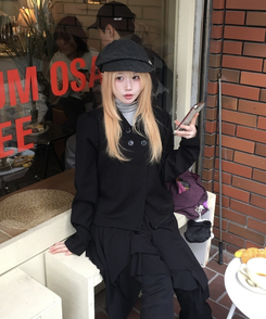 ダブルボタンショートジャケットコート BLACK