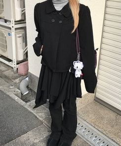 ダブルボタンショートジャケットコート BLACK