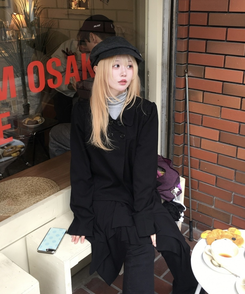 ダブルボタンショートジャケットコート BLACK