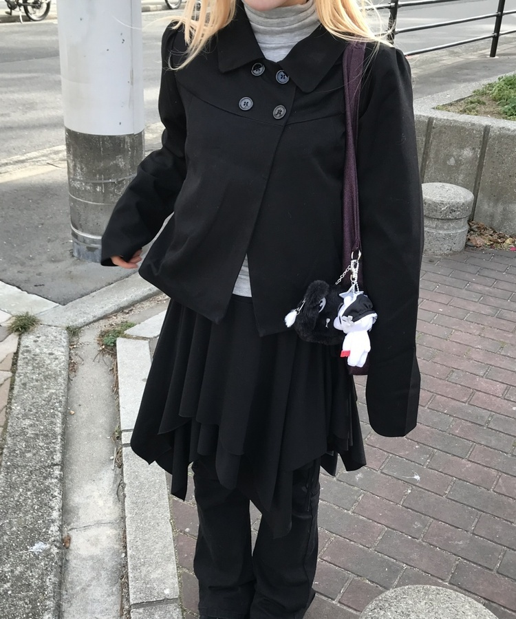 ダブルボタンショートジャケットコート BLACK