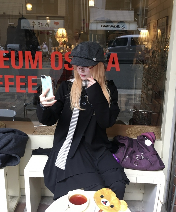 ダブルボタンショートジャケットコート BLACK