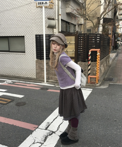 レイヤード半袖Tシャツ PURPLE