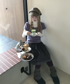 レイヤード半袖Tシャツ PURPLE