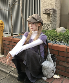 レイヤード半袖Tシャツ PURPLE