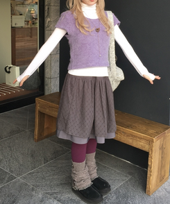 レイヤード半袖Tシャツ PURPLE