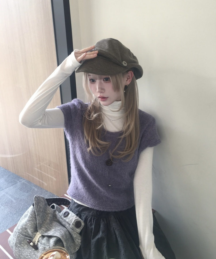 レイヤード半袖Tシャツ PURPLE