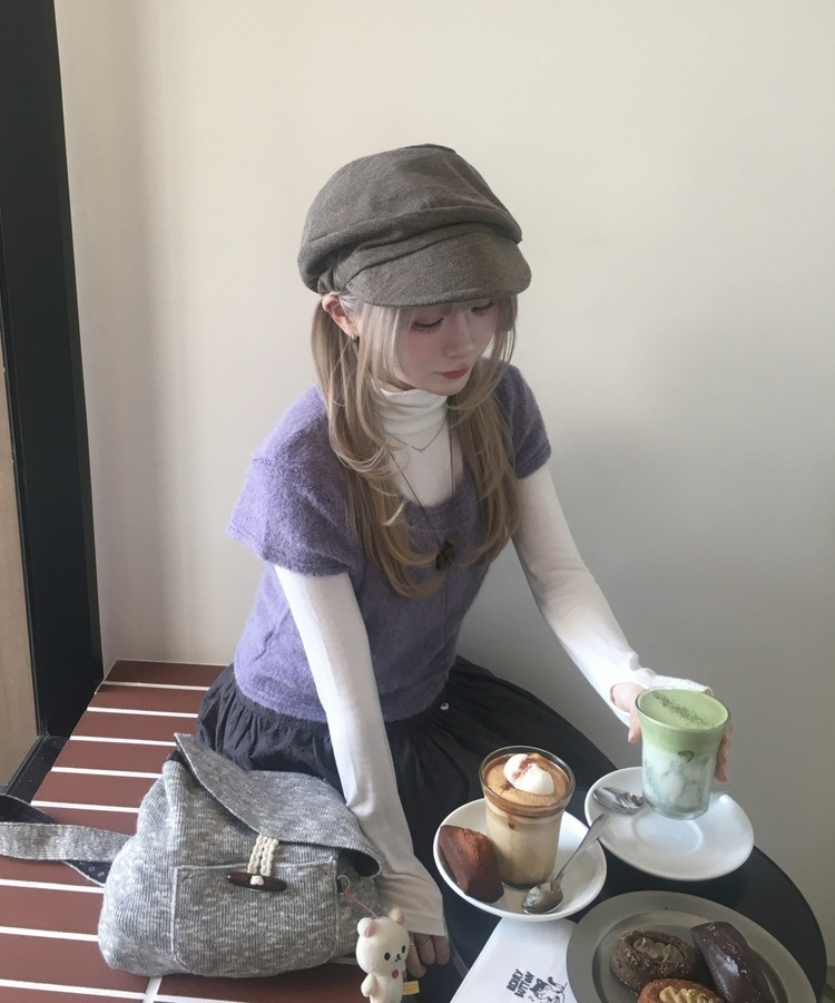 レイヤード半袖Tシャツ PURPLE