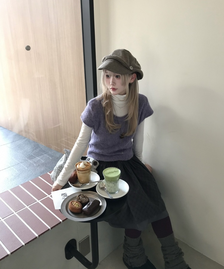 レイヤード半袖Tシャツ PURPLE