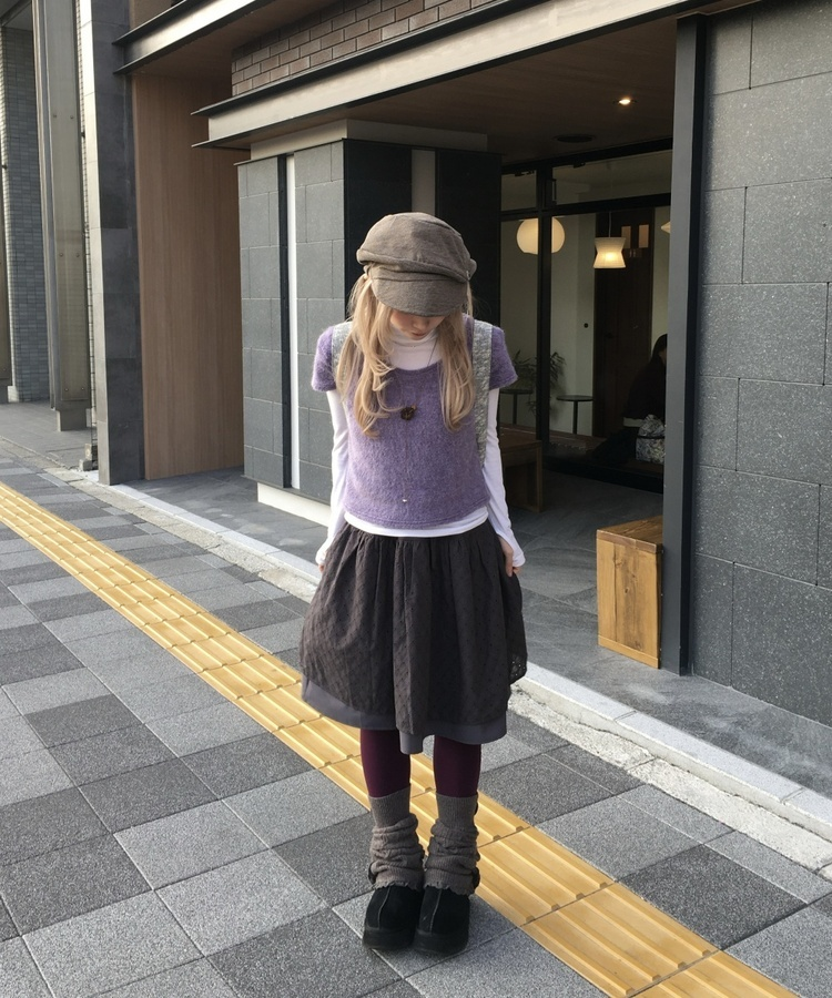 レイヤード半袖Tシャツ PURPLE