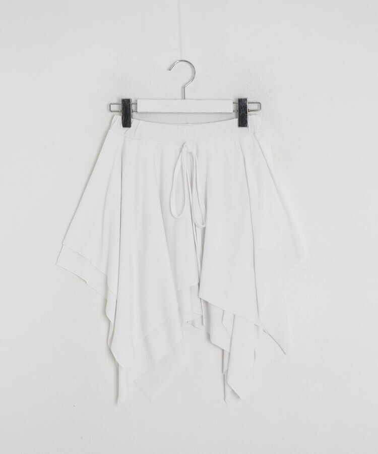 언발 레이어드 미디 스커트