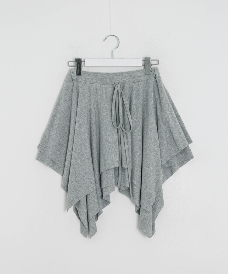언발 레이어드 미디 스커트