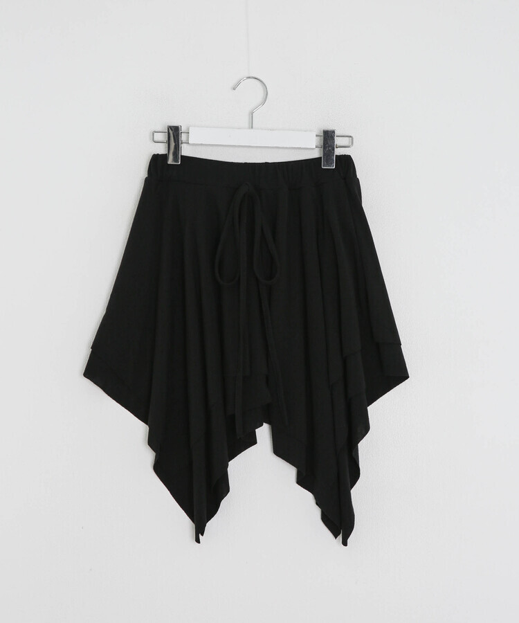 언발 레이어드 미디 스커트