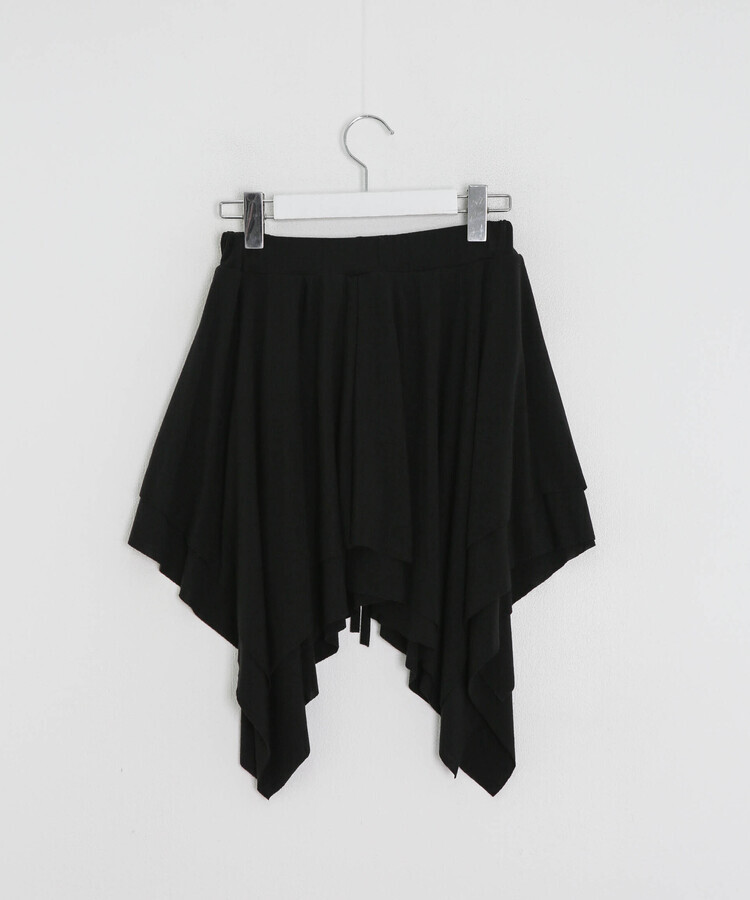 언발 레이어드 미디 스커트