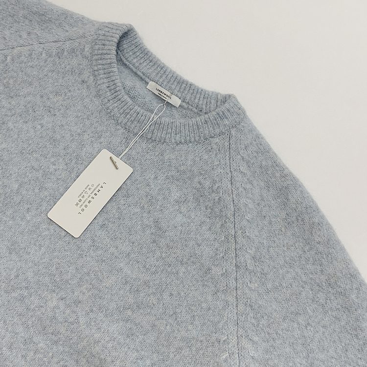 도톰폭닥 라운드넥 울 오버핏 겨울 소라색 니트 연말룩 여름쿨톤 소라니트