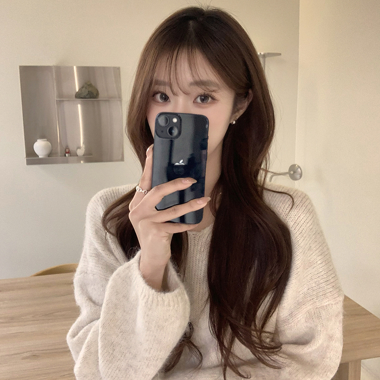 차르르 떨어지는 루즈핏 겨울 브이넥 버튼 참 니트 팬던트 데일리 연말룩 긴팔 상의 5color 베이지