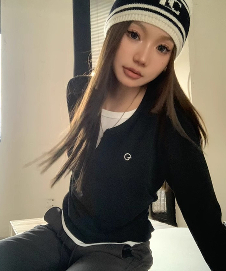 無地シンプルレイヤードTシャツ BLACK
