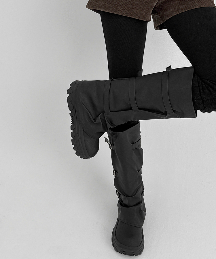 バックルレザーロングブーツ｜ブーツ｜韓国ファッション通販 SONA