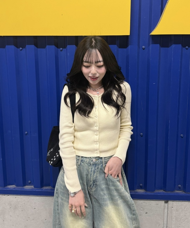 라운드 니트 카디건 크림