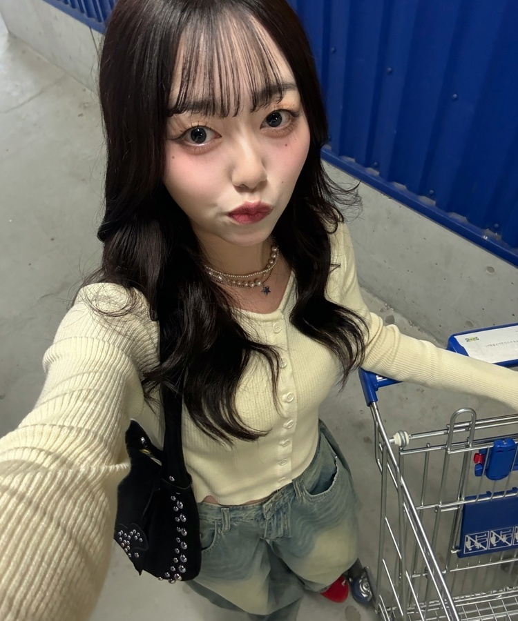 라운드 니트 카디건 크림