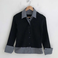 レイヤードチェックシャツカーディガン