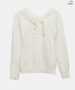 ダブルボタンオフショルダーニット