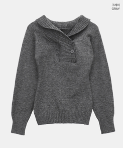 ダブルボタンオフショルダーニット