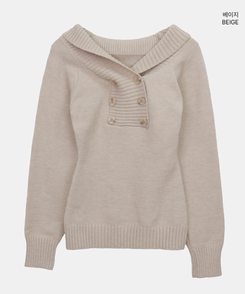 ダブルボタンオフショルダーニット