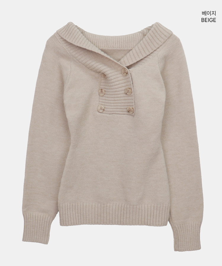 ダブルボタンオフショルダーニット