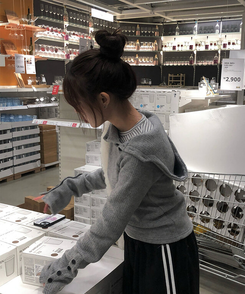 람보 기모 하이넥 골지 버튼 후드 니트 그레이