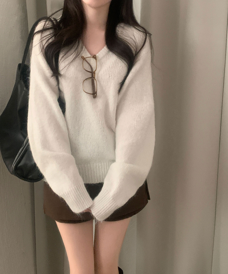 스웰 모헤어 브이넥 루즈핏 긴팔니트