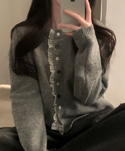 클링 레이스 여리핏 니트 가디건 그레이