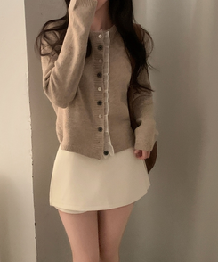 클링 레이스 여리핏 니트 가디건 베이지