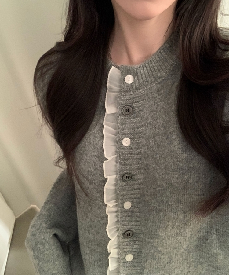 클링 레이스 여리핏 니트 가디건 그레이