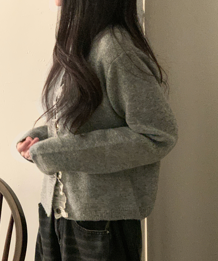 클링 레이스 여리핏 니트 가디건 그레이