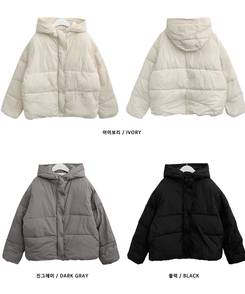 네크커버박스핏스트링후드숏패딩점퍼