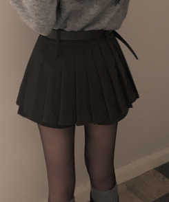 【ベルト付き】厚手プリーツウールスカートパンツ GREY