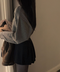 【ベルト付き】厚手プリーツウールスカートパンツ BLACK