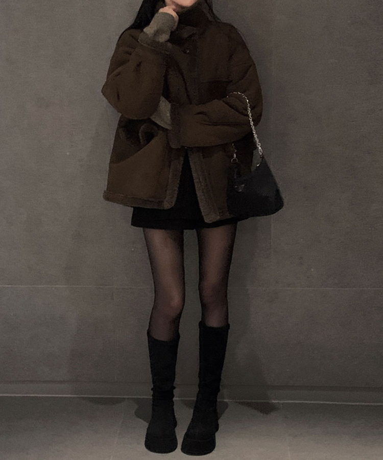 【ベルト付き】厚手プリーツウールスカートパンツ BLACK