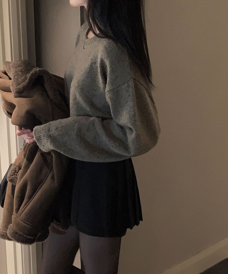 【ベルト付き】厚手プリーツウールスカートパンツ BLACK