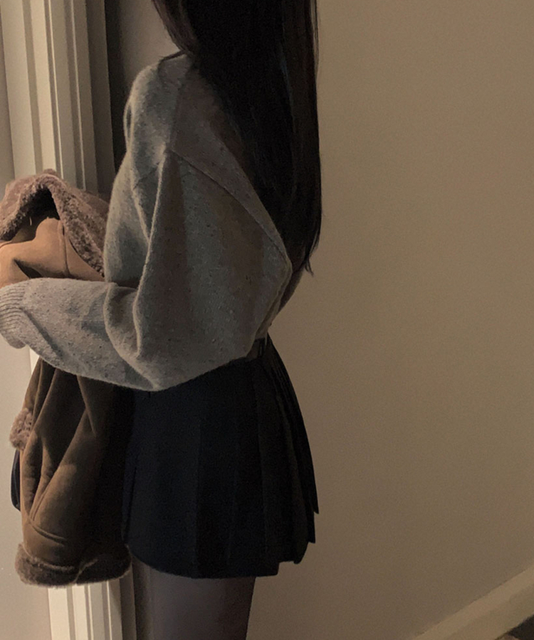 【ベルト付き】厚手プリーツウールスカートパンツ BLACK