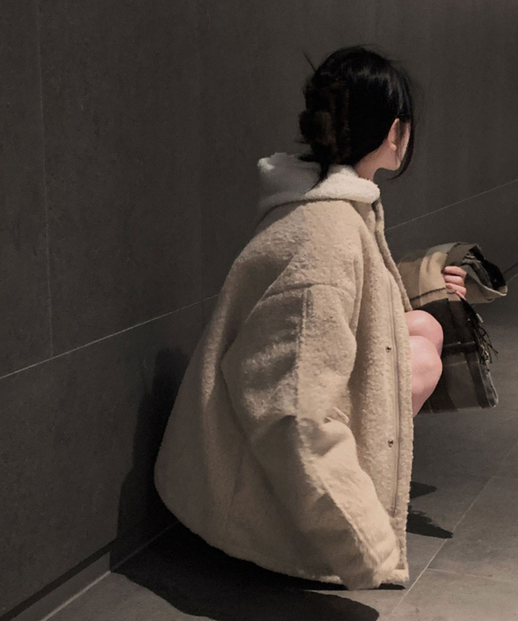 전체누빔안감으로 따뜻함 상승올데이 하이넥 부클 집업 누빔 하프 자켓