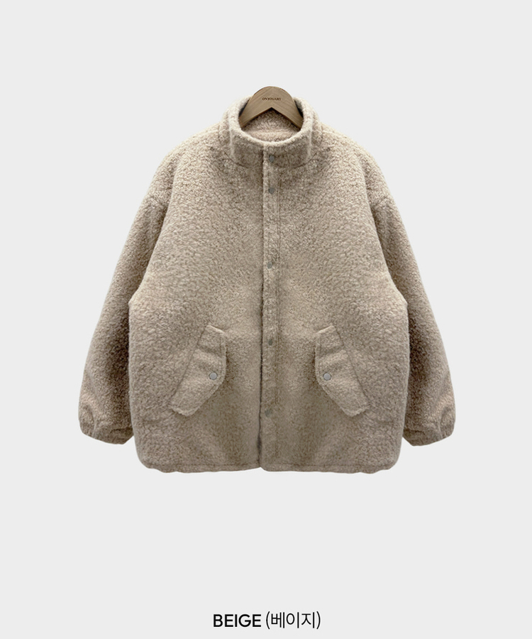 전체누빔안감으로 따뜻함 상승올데이 하이넥 부클 집업 누빔 하프 자켓