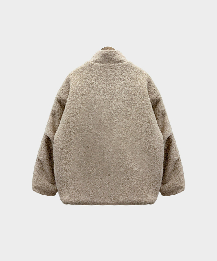 전체누빔안감으로 따뜻함 상승올데이 하이넥 부클 집업 누빔 하프 자켓