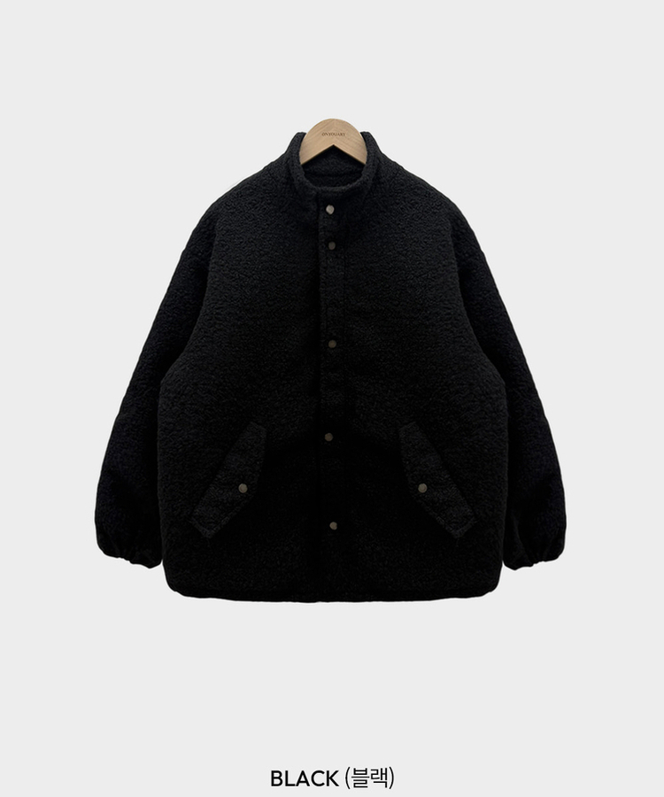 전체누빔안감으로 따뜻함 상승올데이 하이넥 부클 집업 누빔 하프 자켓