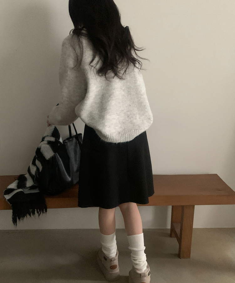 마르덴 기모 플리츠 벨트세트 A라인 미디스커트