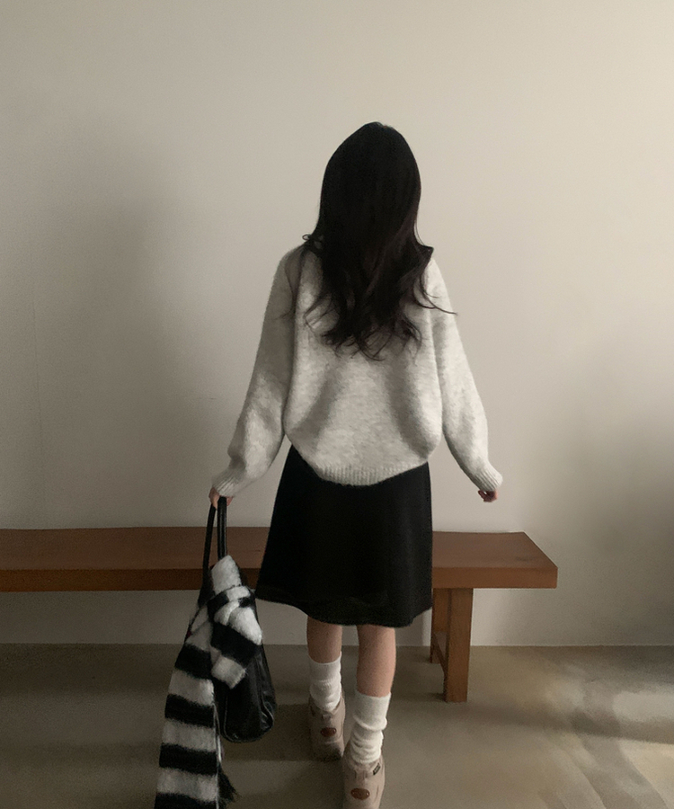 마르덴 기모 플리츠 벨트세트 A라인 미디스커트