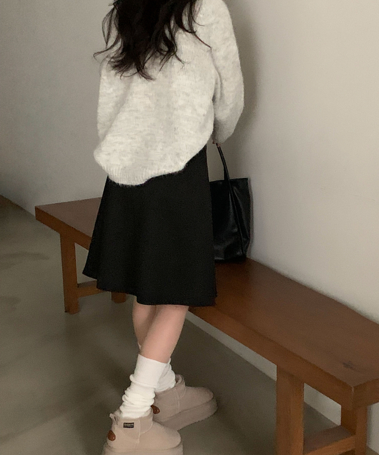 마르덴 기모 플리츠 벨트세트 A라인 미디스커트