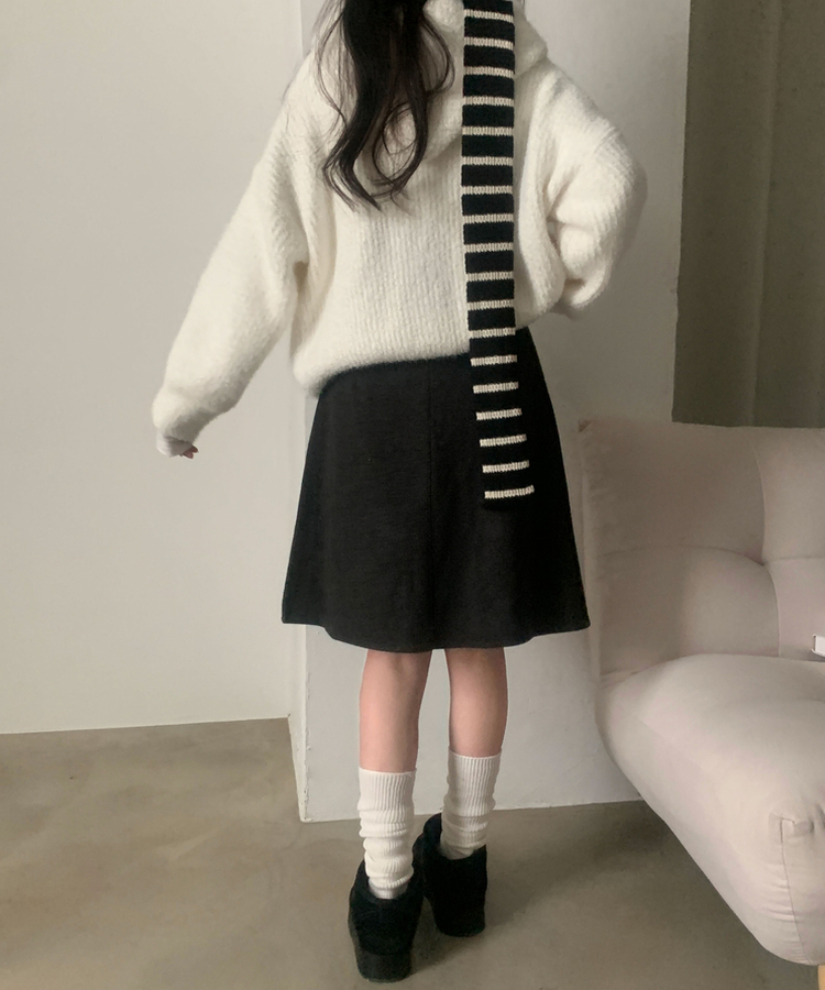 마르덴 기모 플리츠 벨트세트 A라인 미디스커트