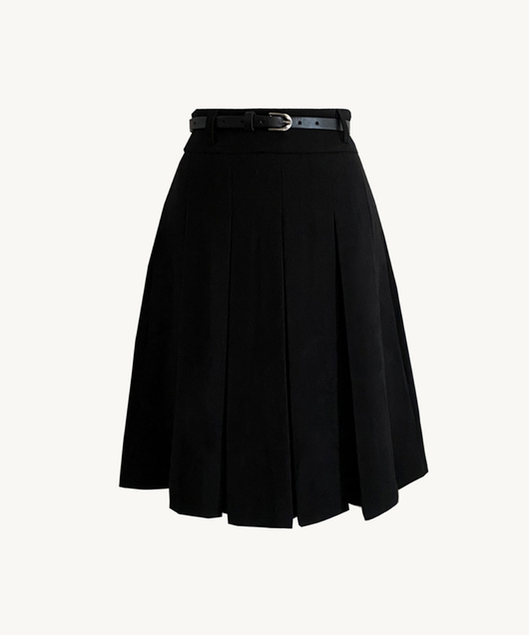 마르덴 기모 플리츠 벨트세트 A라인 미디스커트