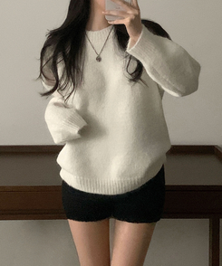 위드 도톰 양털 뽀글이 부클 밴딩 하이웨스트 겨울 숏팬츠 블랙